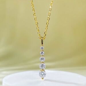 14K GOLD PLATED 0.92 CT tw Round Cut Diamond Box Pendant Necklace